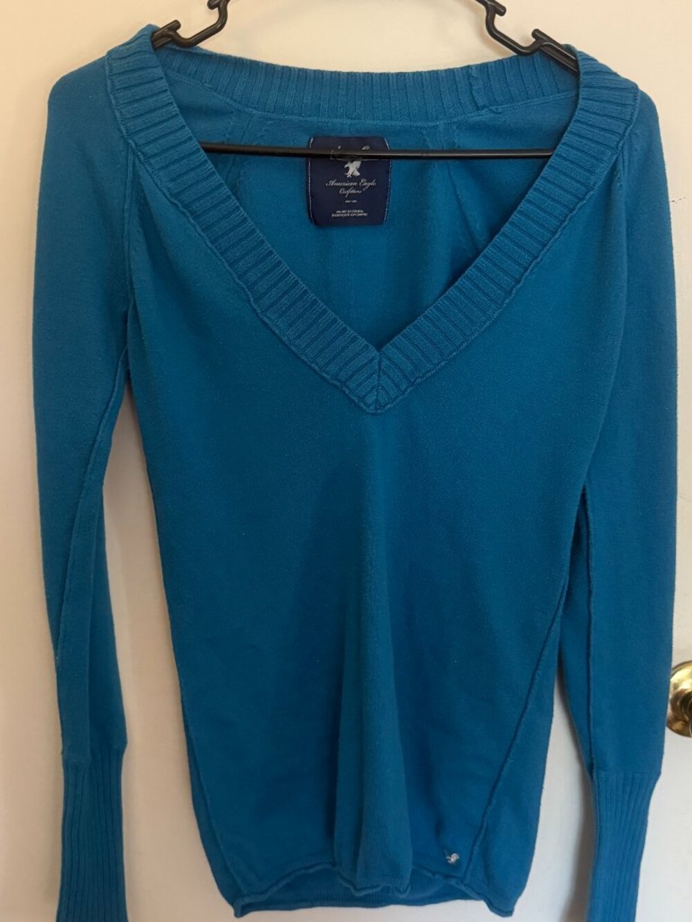 Y2K American Eagle V Neck Sweater Turquoise W M